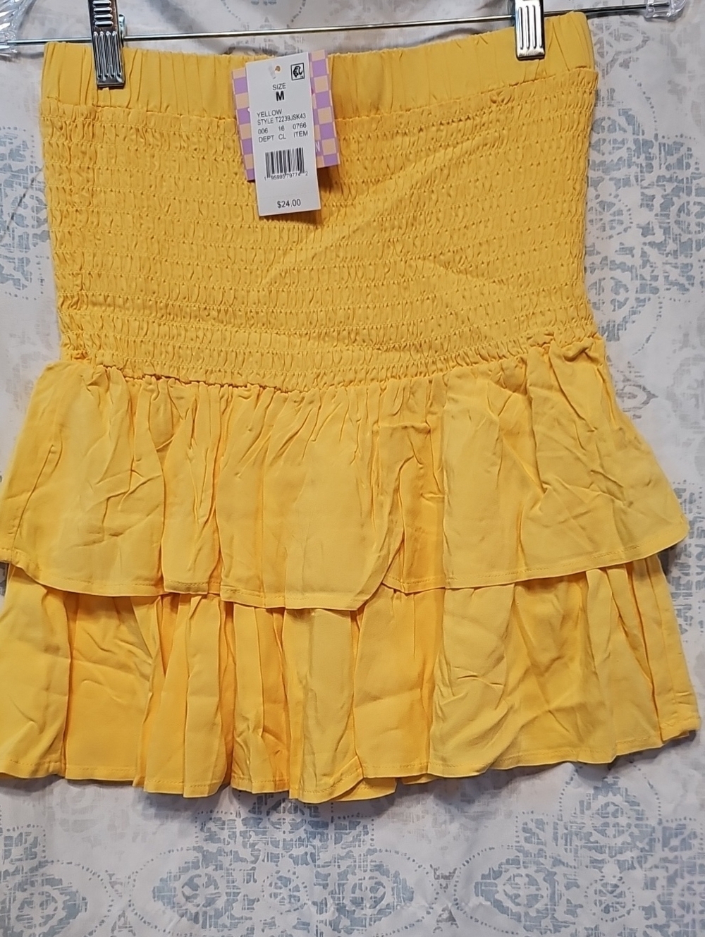Yellow Smocked Tiered Mini Skirt Or Top